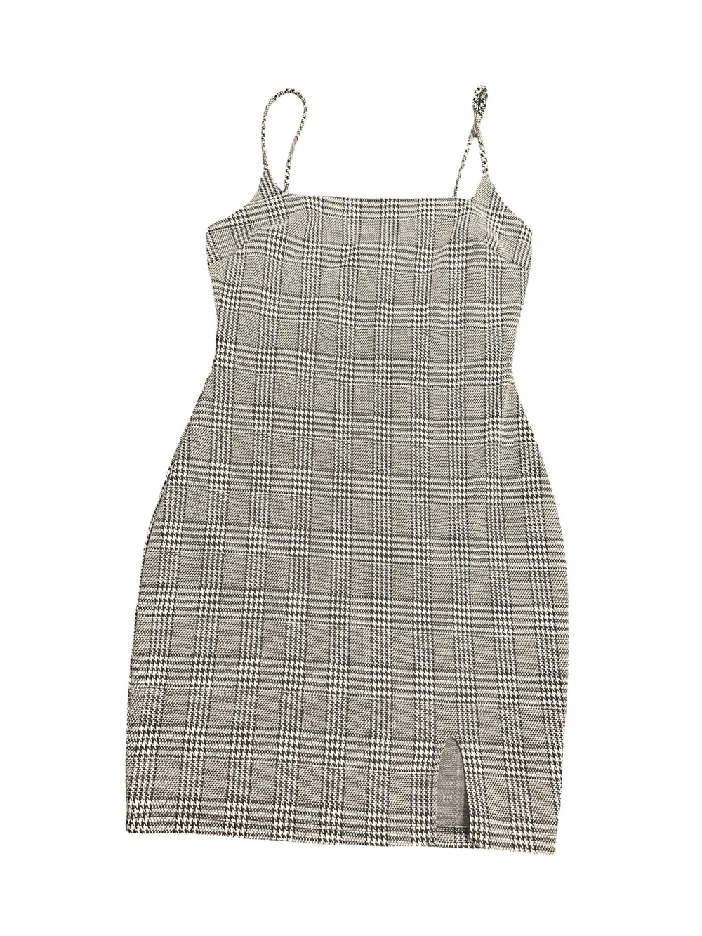 Papaya Plaid Spaghetti-Strap Mini Dress - Black & White